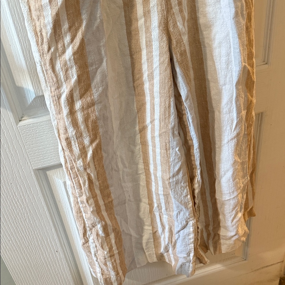 Anthropologie Beige and White Striped Jumpsuit - Picture 3 of 8